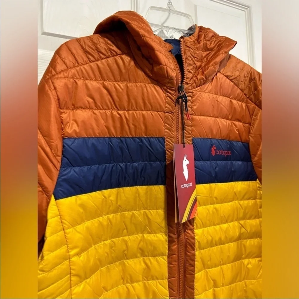 Cotopaxi Men's XL Capa Insulated Hooded Jacket Yellow Orange Mezcal NWT Puff